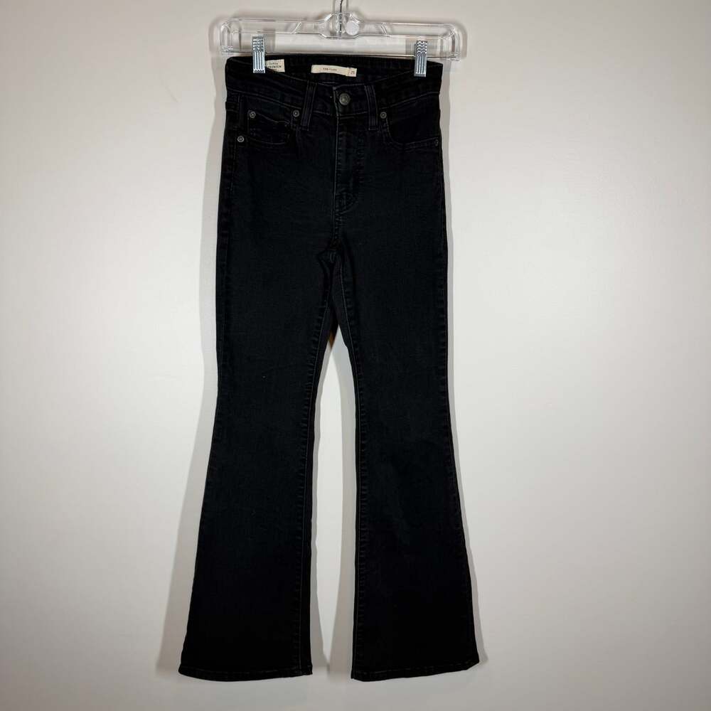 Levi's Premium 726 High Rise Flare Black Denim Jeans Women's Size 25